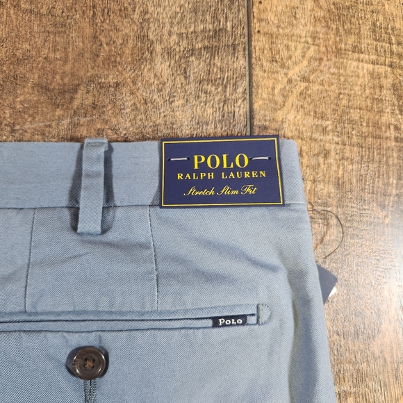 Polo Ralph Lauren Slim Stretch Shorts Mens Size 38 Anchor Blue Chino Preppy Golf - Picture 7 of 9